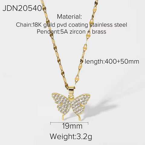 Sunburst Signet Pendant Necklace for Women 18K Gold Plated Stainless Steel Heart Butterfly Sunlight Disc Coin Choker Necklace