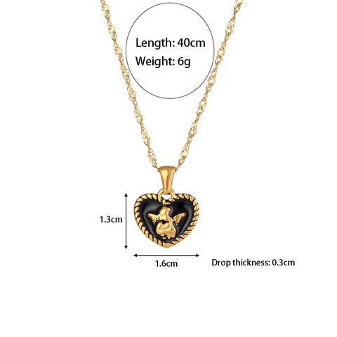 Wholesale Fashion Gold Plated Necklace Set Tarnish Free Jewelry Enamel Stainless Steel Pendant Necklace