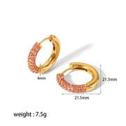 Non Tarnish 18K Gold Plated Simple Ins Micro Zirconia Pave Stainless Steel Huggie Earrings Trendy Jewelry FJE0139