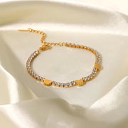 INS 18K Gold Plated Stainless Steel Jewelry Butterfly Full Cubic Zirconia Tennis Chain Bracelet for Women