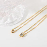 18K Gold Plated Stainless Steel Simple round Cubic Zirconia Dainty Design Pendant Necklace