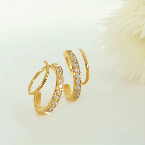 JEWELRY EH242-3 Hot Sale Earring Clasp Exaggerated Earrings Metal Plating Colour Preservation Earrings Set Zirconia