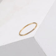 Minimalist Jewelry 6 CZ Thin Ring 18K Gold Plated Stainless Steel Eternity Inlay Cubic Zircon Ring for Women