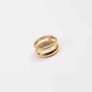 INS Trendy Minimalist Jewelry Double Wire Gold Plated Chain Ring Jewelry Stainless Steel Knuckle Joint Ring for Women