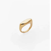 Minimalist Stainless Steel Fashion Finger Ring Non Tarnish Water Proof Jewelry Concave Flat Strip Geometric Rings