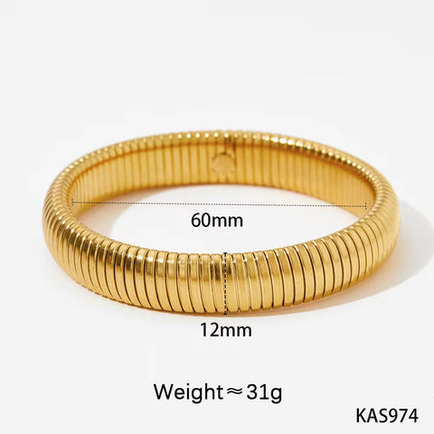 Chunky Statement Elastic Snake Chain Bangles Bracelet Exaggerated Streetwear Non Tarnish Stainless Steel Bangle Jewelry