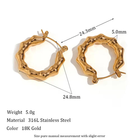 Exaggerated Hollow Stainless Steel Hoop Earring 18K Gold Plated Statement Earrings Jewelry Making Supplies