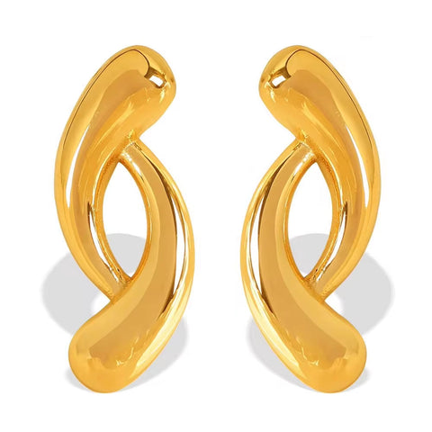 JEWELRY EH279 Simple and Versatile Irregular Circle Geometric Earrings Stainless Steel 18K Gold Plated Earrings