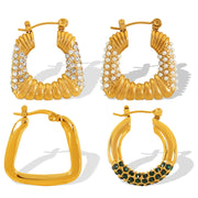 JEWELRY EH292-5 Factory Hot Sale 18K Gold Plated Geometric Zirconia Earrings Fashion Design Premium Earrings