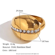 Water Drop Crystal Rhinestone Statement Rings Gold Plated Jewelry Waterproof Stainless Steel Rings