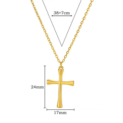 Stainless Steel Cross Necklace For Women Gold Color Chain Cross Pendant Necklaces Retro Religion Jewelry Gift bijoux femme