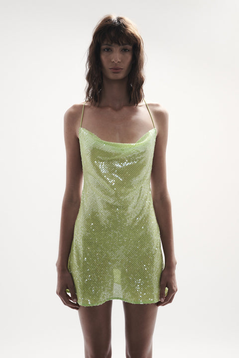 IBIZA Chartreuse - Sequin Mini Dress