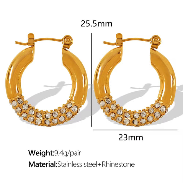 JEWELRY EH292-5 Factory Hot Sale 18K Gold Plated Geometric Zirconia Earrings Fashion Design Premium Earrings