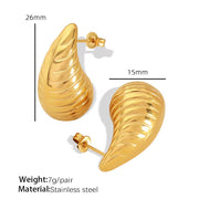 JEWELRY EH229 the Newest Stainless Steel Hollow Threaded Drop Earrings Vintage Style Street Earrings