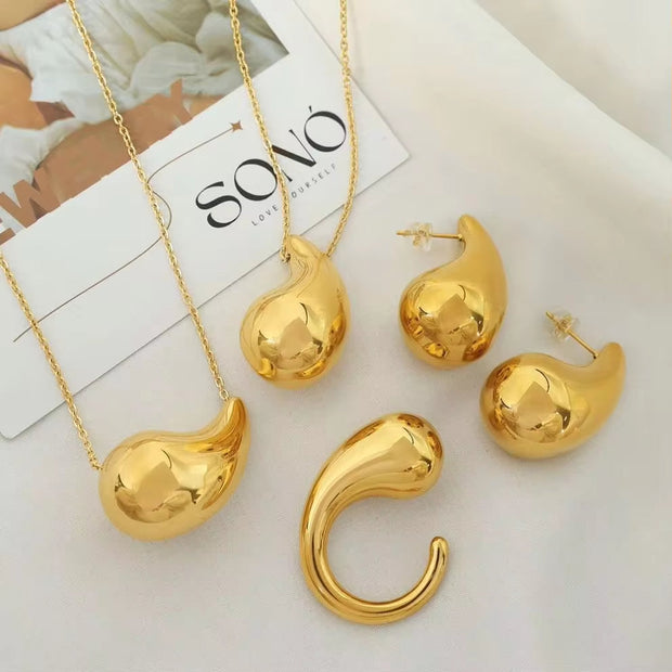 JEWELRY XL82-3-EH232-JZ21 Factory Hot Sale Big Drops Earrings Necklace Ring Set Exaggerated