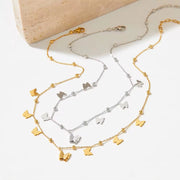 2024 New Design Classic Stainless Steel Gold Plating Bead and Butterfly Chain Necklace Bracelets