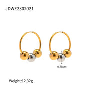 Minimalist Geometric Ball Texture Silver Gold Plated Stainless Steel Earrings Jewelry for Women