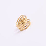 Hot Sale Women Fashion Minimalist Design High Quality Jewelry 18K Gold Plated Stainless Steel Stacking Multi Layers Ring