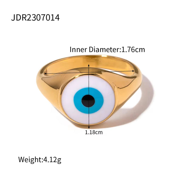 Devil Eye  Design Earrings Rings 18K Gold Plated Stainless Steel Waterproof Eyes Shape Personalized Jewelry Set