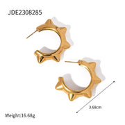 New Design 18K Gold Plated Handmade Earrings Women Stainless Steel CC Big Hoop Rivet Earrings