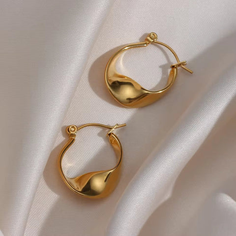 Drop Ship Irregular Hoop Earring 18K Gold Plated Stainless Steel Tarnish Free Wholesale Designer Inspired Earrings