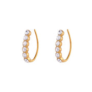 Dainty Pearl & Zircon Stud Earring 18K Gold Plated Stainless Steel Bridal Earrings for Women