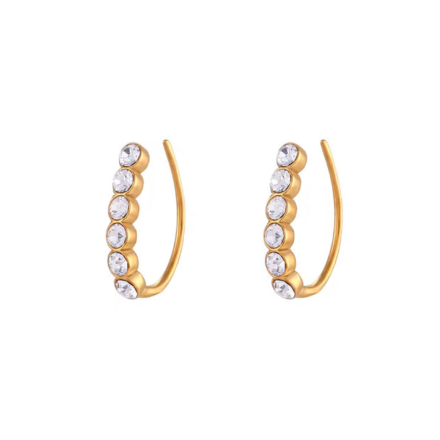 Dainty Pearl & Zircon Stud Earring 18K Gold Plated Stainless Steel Bridal Earrings for Women