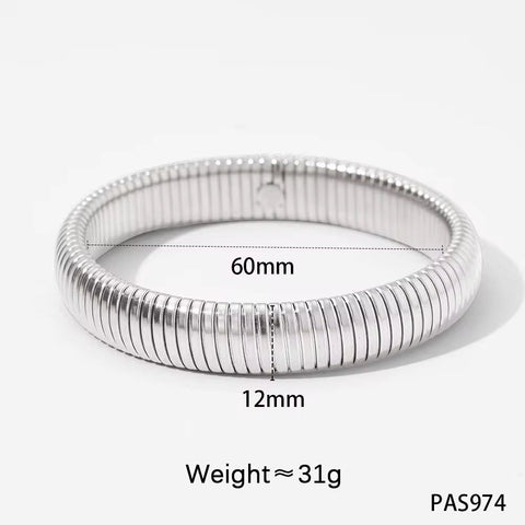 Chunky Statement Elastic Snake Chain Bangles Bracelet Exaggerated Streetwear Non Tarnish Stainless Steel Bangle Jewelry