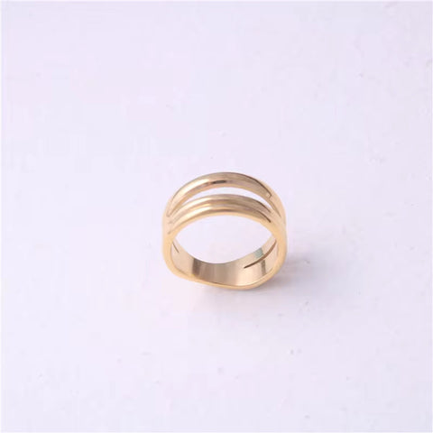 Non Tarnish Stainless Steel Plated 18K Gold Plated Three 3 Layer Ring for Women