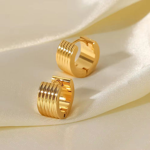 Ins Wide Rib Multi-Layer Ear Clip Stainless Steel 18K Pvd Gold Plated Party Gift Jewelry Earrings