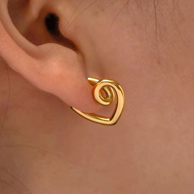 Hammered Irregular Texture Knot 18K Gold Plated Stainless Steel Twist Stud Earrings Women Jewelry