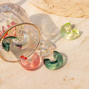 Candy Color Chunky Transparent Half round Earring Hot Sale Eco-Friendly Resin Material CC Earrings for Women