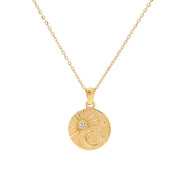 Stainless Steel Zircon Sun Half Moon Necklace 18K Gold Plated Moon Sunburst Pendant Necklace