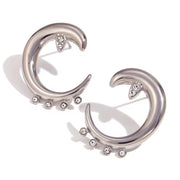 Crystal Rhinestone Jewelry Crescent Star Stud Earrings Gold Plated Jewelry Gifts for Women Titanium Jewelry