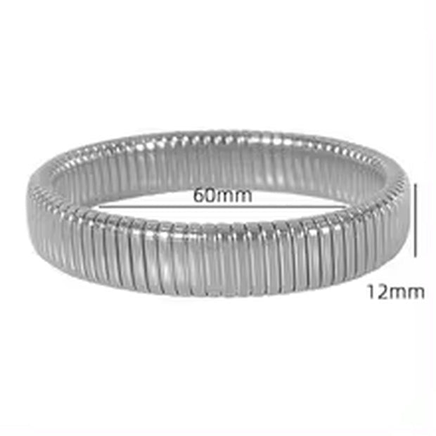 JEWELRY SZ16 Hight Quality Vertical Stripe Circle Stacking Bracelet Wide Bracelet Stainless Steel Bangle for Women