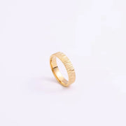 Waterproof PVD 18K Gold Plated Snowflake Stripe Rings for Women Finger Ring