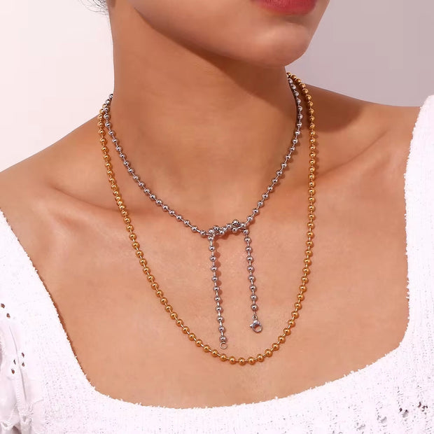 Stainless Steel Bead Necklace Waterproof Gold Plated Jewelry anti Tarnish Chain Necklace Choker