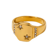 New Arrival Design Chunky Star Zircon North Star Rings Waterproof & Tarnish Free Stainless Steel Jewelry Rings