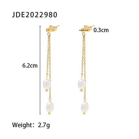 Waterproof 18K Gold Plated Stainless Steel Jewelry Freshwater Pearl Necklace Set for Women