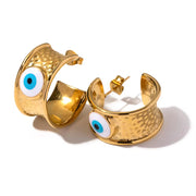 Jewelry Stainless Steel Hammer Devil'S Eye Earring Blue Enamel Evil Eyes Drop Earrings for Girls