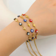 Charms New Beads Bracelets for Women Men Lucky Turkey Heart Eyes Link Chain Bracelet Friendship Jewelry