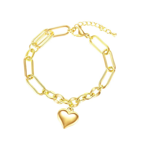 Fashion Jewelry Classic Women'S Stainless Steel Hearts Chain Hip Hop Bracelet for Men