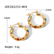 Zircon Pearl Hoop Earrings High Quality 18K Stainless Steel CZ Inlaid for Women Fashion Jewelry