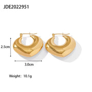 Hypoallergenic Heart Geometric C 18K PVD Gold Plated 316L Stainless Steel Chunky Hollowed Statement Earrings