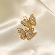 New Arrivals Full Zircon Inlaid Butterfly Shape Earrings Stainless Steel Gold Plated Hoop Earrings