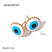 Devil Eye  Design Earrings Rings 18K Gold Plated Stainless Steel Waterproof Eyes Shape Personalized Jewelry Set