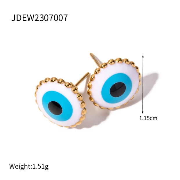 Devil Eye  Design Earrings Rings 18K Gold Plated Stainless Steel Waterproof Eyes Shape Personalized Jewelry Set