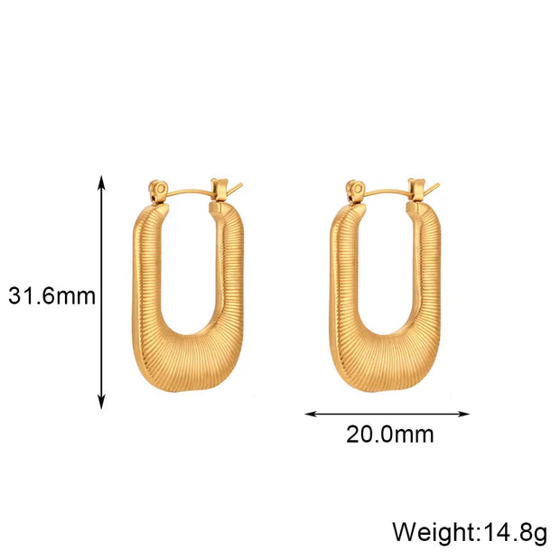 Drop Shipping 2023 Texture U Shape Hoop Earring Gold Plated Stainless Steel Jewelry Making Supplies