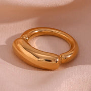 Chunky 18K Gold Plated Smile Ring Stainless Steel Statement Jewelry Fashion Jewelry Rings