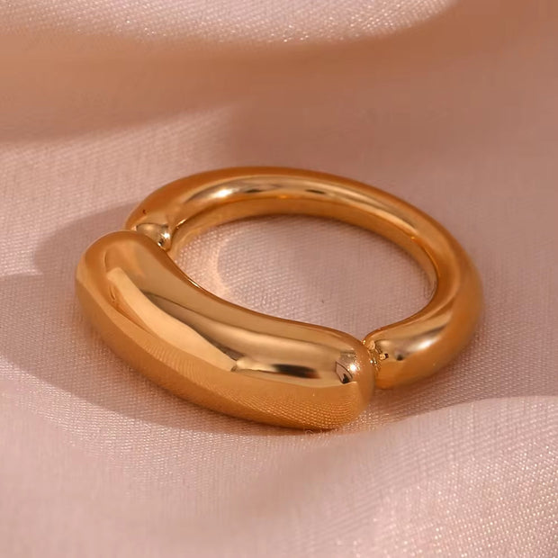 Chunky 18K Gold Plated Smile Ring Stainless Steel Statement Jewelry Fashion Jewelry Rings